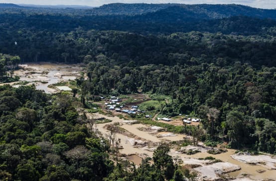 Pertambangan emas ilegal di wilayah Amazon, Brazil