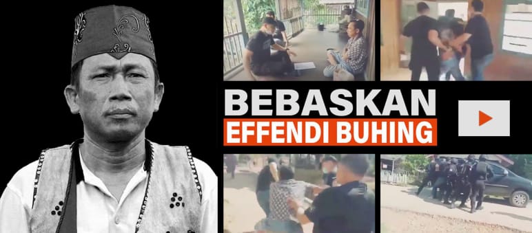 Solidaritas luas untuk ketua adat Laman Kinipan Bebaskan Effendi Buhing! Montase foto