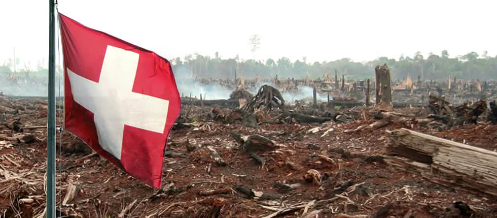 Bendera Swiss - hutan terbakar