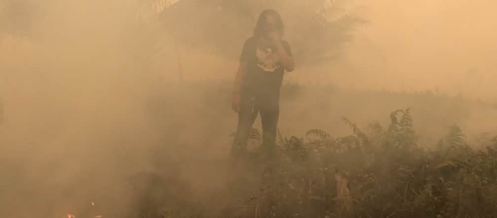 Bencana bagi lingkungan hidup. Ancaman bagi kesehatan. Kebakaran desa Puding, kabupaten Muaro Jambi, Sept 2019