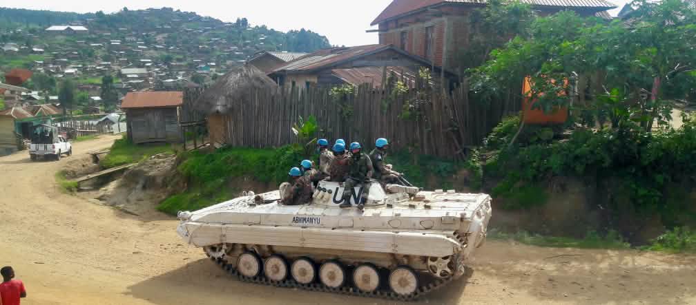 Tentara helm biru PBB - MONUSCO - di kota Kanya Bayonga