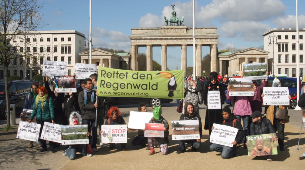 Aksi hutan hujan - 18 April 2016 di depan Brandenburger Tor